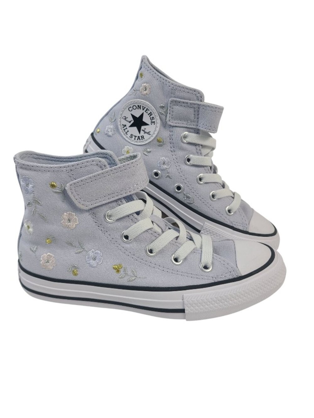 NEW Converse All Star Youth High-Top Sneakers Embroidered Floral Lavender Sz 13